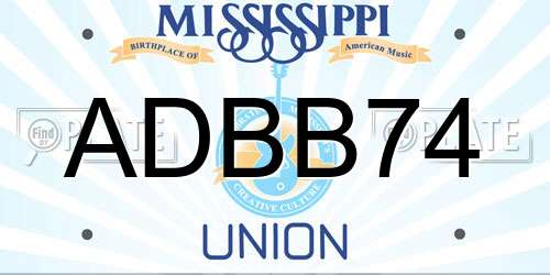 ADBB74 Mississippi License Plate
