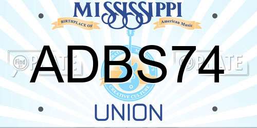 ADBS74 Mississippi License Plate