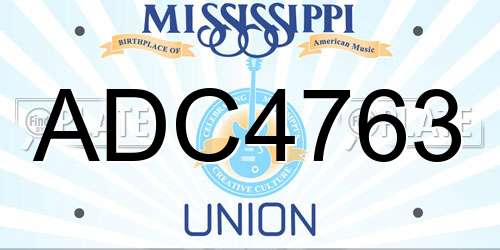 ADC4763 Mississippi License Plate