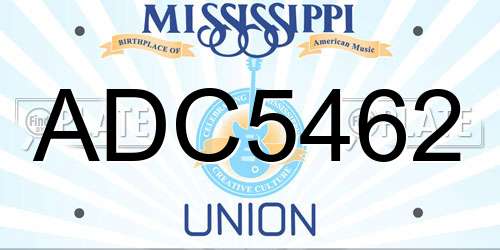 ADC5462 Mississippi License Plate