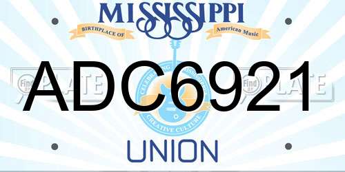 ADC6921 Mississippi License Plate