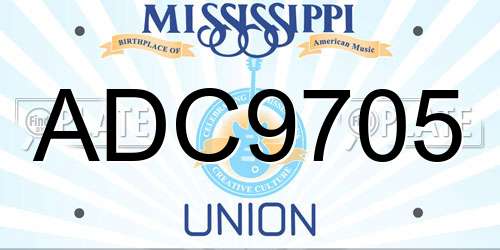 ADC9705 Mississippi License Plate
