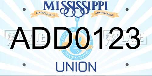 ADD0123 Mississippi License Plate