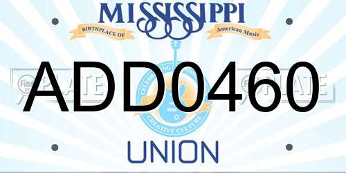 ADD0460 Mississippi License Plate