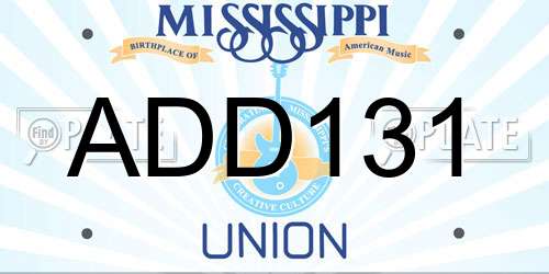 ADD131 Mississippi License Plate