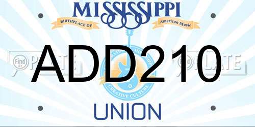 ADD210 Mississippi License Plate