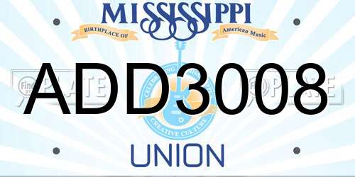ADD3008 Mississippi License Plate