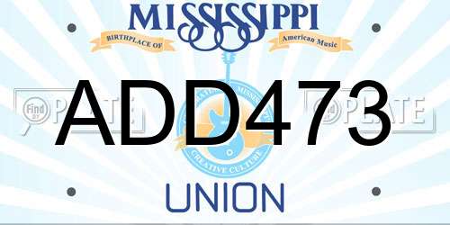 ADD473 Mississippi License Plate