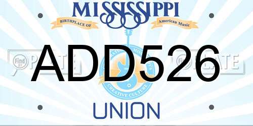 ADD526 Mississippi License Plate