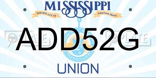 ADD52G Mississippi License Plate