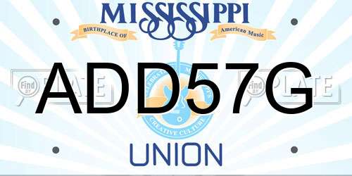 ADD57G Mississippi License Plate