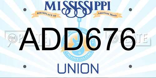 ADD676 Mississippi License Plate