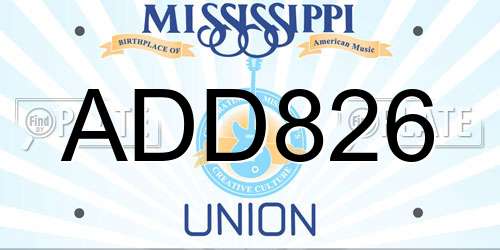 ADD826 Mississippi License Plate
