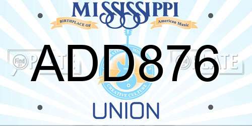 ADD876 Mississippi License Plate