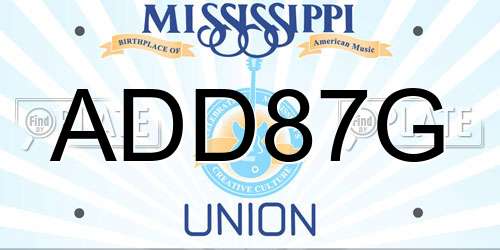 ADD87G Mississippi License Plate