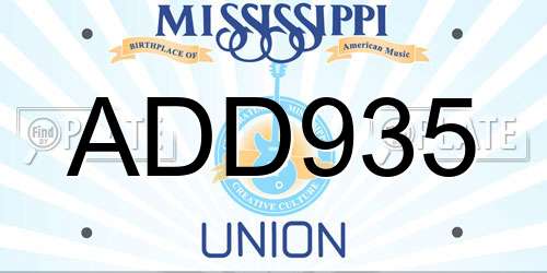ADD935 Mississippi License Plate