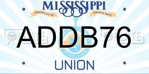 ADDB76 Mississippi License Plate