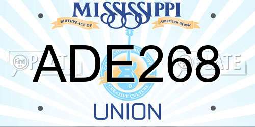 ADE268 Mississippi License Plate