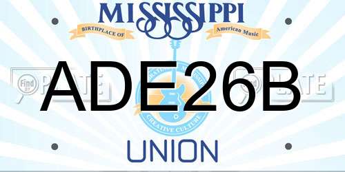 ADE26B Mississippi License Plate