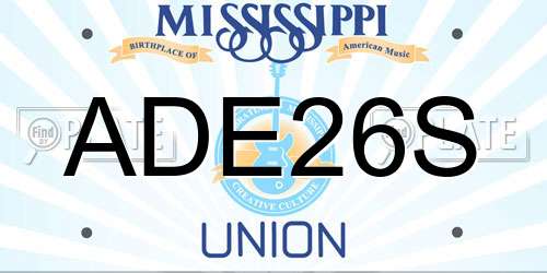ADE26S Mississippi License Plate