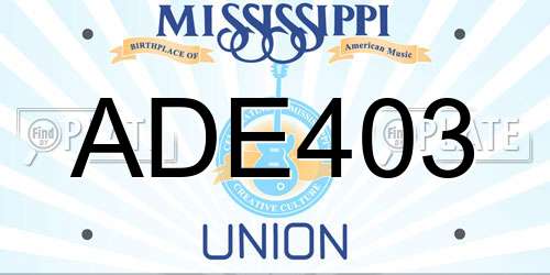 ADE403 Mississippi License Plate