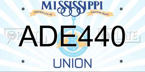 ADE440 Mississippi License Plate