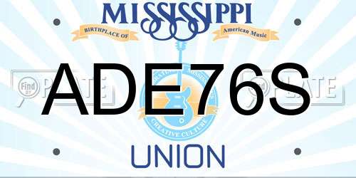 ADE76S Mississippi License Plate