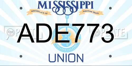 ADE773 Mississippi License Plate