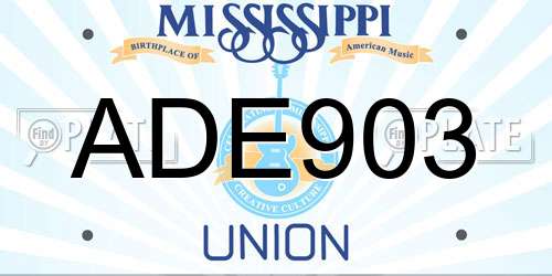 ADE903 Mississippi License Plate