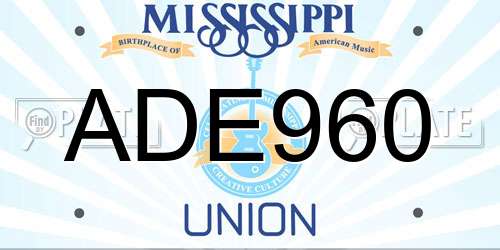ADE960 Mississippi License Plate