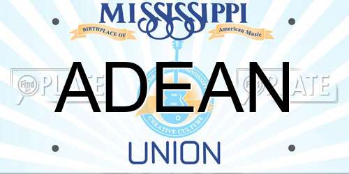 ADEAN Mississippi License Plate