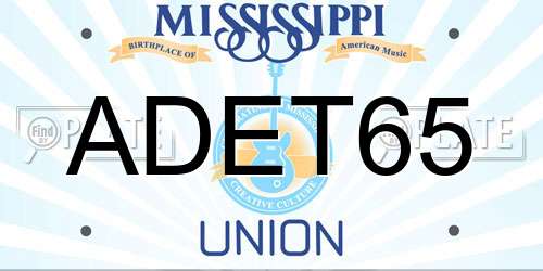 ADET65 Mississippi License Plate