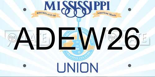 ADEW26 Mississippi License Plate