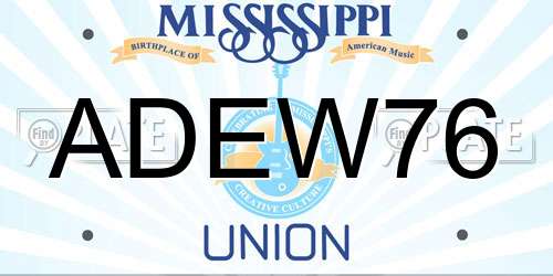ADEW76 Mississippi License Plate
