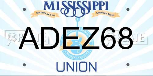 ADEZ68 Mississippi License Plate