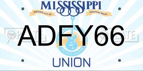 ADFY66 Mississippi License Plate