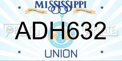 ADH632 Mississippi License Plate