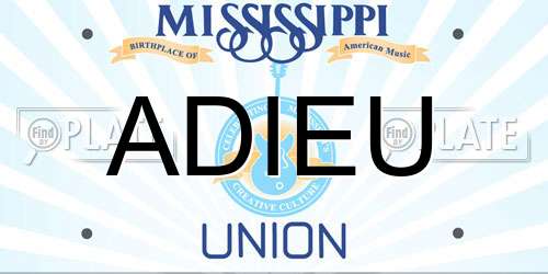 ADIEU Mississippi License Plate