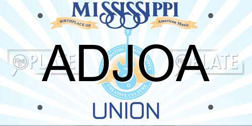 ADJOA Mississippi License Plate