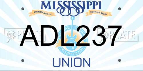 ADL237 Mississippi License Plate