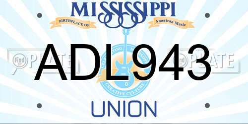 ADL943 Mississippi License Plate