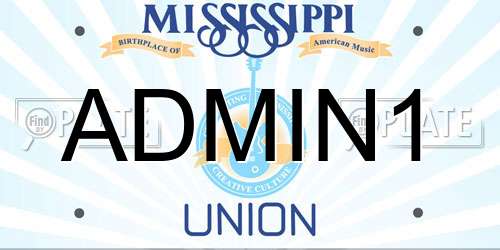 ADMIN1 Mississippi License Plate