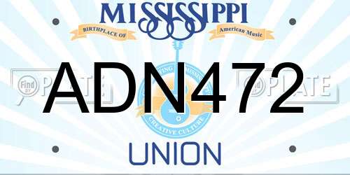 ADN472 Mississippi License Plate