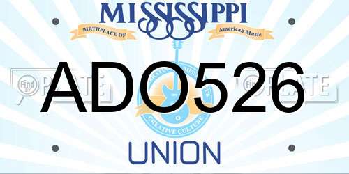 ADO526 Mississippi License Plate