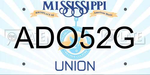 ADO52G Mississippi License Plate