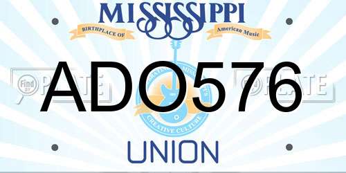 ADO576 Mississippi License Plate
