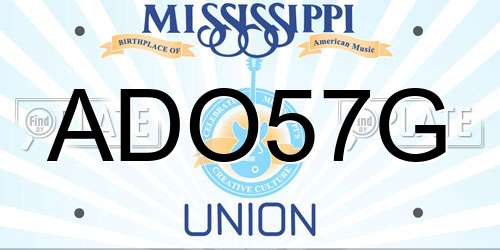 ADO57G Mississippi License Plate