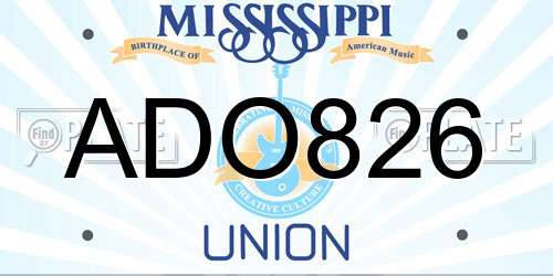 ADO826 Mississippi License Plate