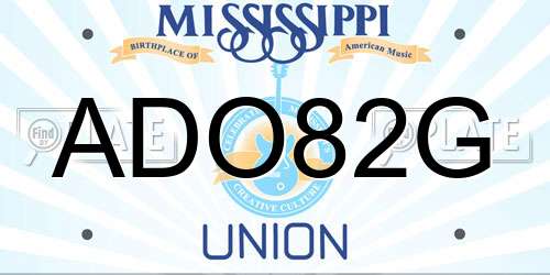 ADO82G Mississippi License Plate