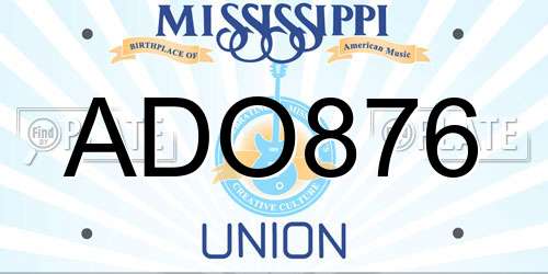 ADO876 Mississippi License Plate